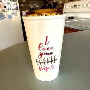 Natural Life Ceramic Travel Coffee Mug with Gold Lid